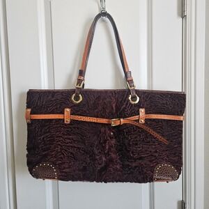 ETRO Velvet Embossed Leather Tote Bag Purse‎